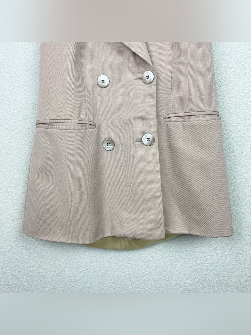VTG Marc Christiani Women's 8 Backless Tan Blazer Halter Vest 100% Wool Neutral - Picture 2 of 15